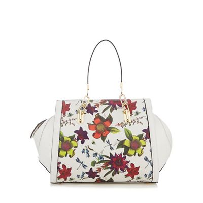 Multi-coloured floral print bowler bag